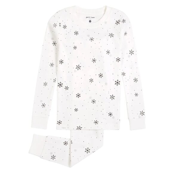 PETIT LEM Snowflake Print On Off-White Pajama Set Size 12 Months - Picture 1 of 4